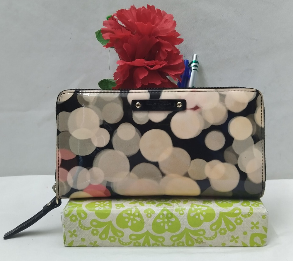 Kate Spade New York Multicolor Patent Leather Zip Around Credit Card Wallet